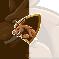 Kangaroo mascot logo design vector with modern illustration concept style for badge, emblem and t shirt printing. Angry Kangaroo illustration for sport and e-sport team.