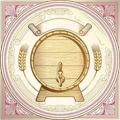 Barrel of beer golden decorative emblem