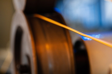 Close up of cable wire production in cable factory