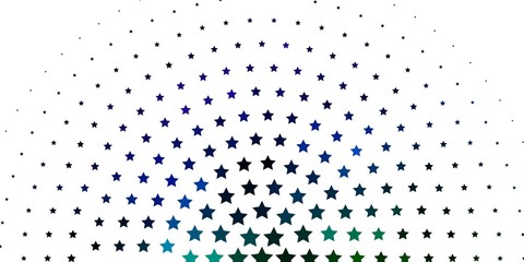 Light Blue, Green vector template with neon stars. Shining colorful illustration with small and big stars. Design for your business promotion.