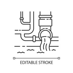 Water supply pixel perfect linear icon. Urban resource management. Sanitation pipe system. Thin line customizable illustration. Contour symbol. Vector isolated outline drawing. Editable stroke