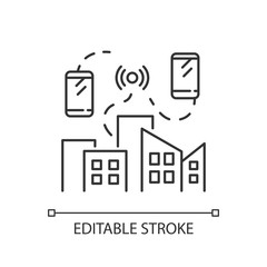 Mobile network pixel perfect linear icon. Wireless internet connection. Signal receiver. Thin line customizable illustration. Contour symbol. Vector isolated outline drawing. Editable stroke