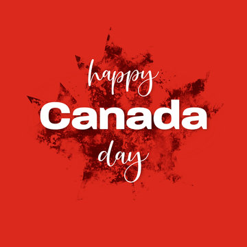 Canadian National Holiday. 1 July. Happy Canada Day greeting card. Celebration background with maple silhouette in watercolor style.