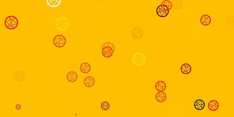 Light Red, Yellow vector background with occult symbols.