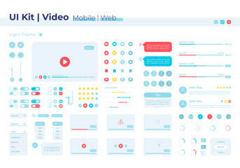 Video player UI elements kit. Volume options. Multimedia control isolated vector icon, bar and dashboard template. Web design widget collection for mobile application with light theme interface