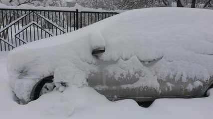 snow covered car