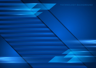 Abstract blue geometric overlapping layer movement on dark background. Technology concept.
