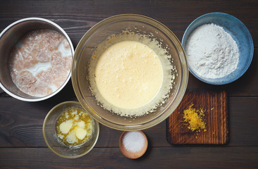 Process of cooking Easter cake cruffin, decorated with dried fruit and nuts