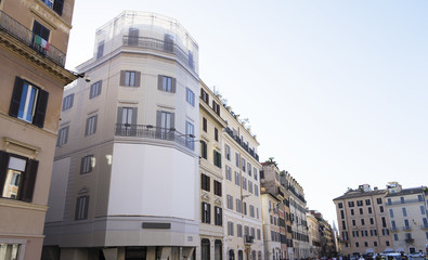 Fototapeta na wymiar Blank white billboard on Rome City, White space background