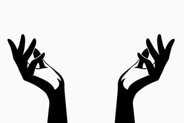 two open hands, line, without filling