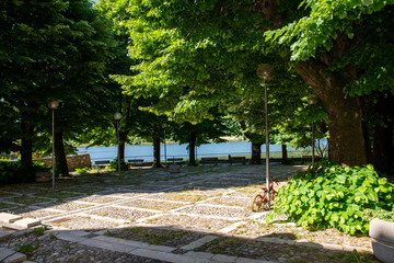 square with benches and shade