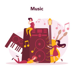 Musician and music course. Young performer playing music