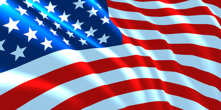 American flag  waving. Background for patriotic and national design. Vector illustration