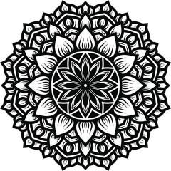 Circular pattern mandala art decoration elements for meditation poster, adult coloring book page, tattoo, henna, mehndi
