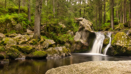 Kleiner Bachlauf mit einem schönen Wasserfall im Hotzenwald