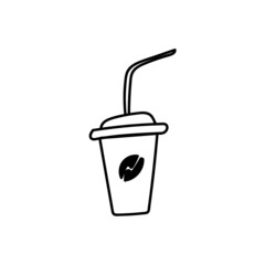 Single hand drawn cup of coffee doodle vector illustration. Hot drinks