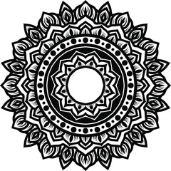 Circular pattern mandala art decoration elements for meditation poster, adult coloring book page, tattoo, henna, mehndi
