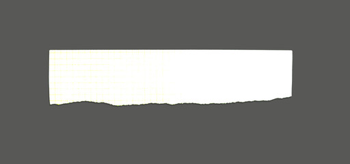 White ripped striped note, copybook, notebook paper stuck on light gray,black background.