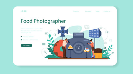 Obraz premium Food photographer web banner or landing page. Professional