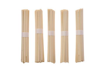 Dry Udon wheat noodles isolated on white background