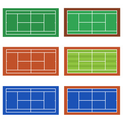 Top view set of tennis court - Vector and illustration.