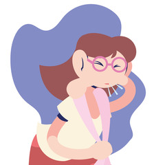 sick woman with pandemic virus