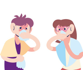 couple young with virus symptoms