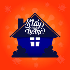 stay at home.Study online at home icon.covid  19.gradient background.ilustration