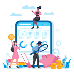 Financial advisor or financier platform on differernt device concept.