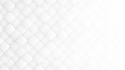 Fototapeta premium 3D Rhombus Blocks Conceptual Sci-Fi Minimalist White Abstract Background. Three Dimensional Science Technology Tetragonal Structure Light Wide Wallpaper. Tech Clear Blank Subtle Textured Backdrop