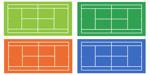 Top view set of tennis court - Vector and illustration.