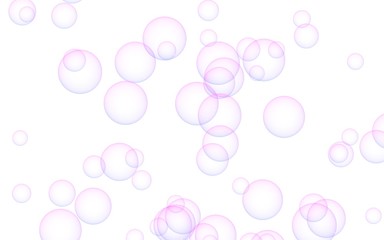 Pink colored background with purple bubbles. Wallpaper, texture purple balloons. 3D illustration