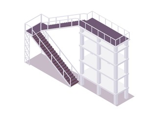 Isometric tower with stairs good for aqua park water slide attraction