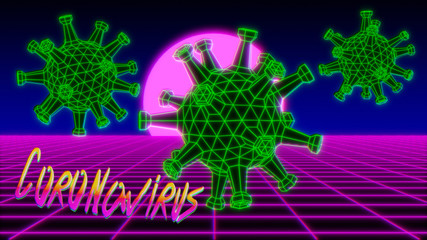 Covid-19 80's style 3D render © Marcin