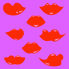 Cartoon character lips  illustration set