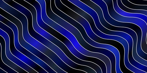 Dark BLUE vector template with curved lines. Colorful abstract illustration with gradient curves. Smart design for your promotions.