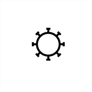 Virus icon. The Molecule viral bacteria infection. Coronavirus, covid-19. Flu laboratory infection test. Contour outline doodle monochrome. Isolated on white background. Vector EPS10 illustration