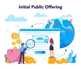 Naklejka premium Initial Public Offerings specialist. IPO consultant. Investing strategy.