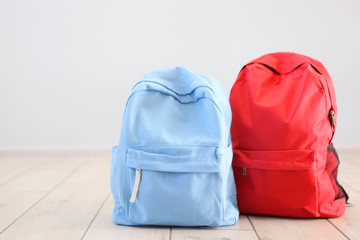 textile school backpack. space for text
