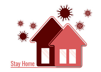 Creative icon stay home, virus protection, symbol of home, security. Quarantine to prevent coronavirus infection. Vector