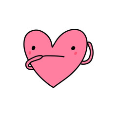 Thinking too much hand drawn vector illustration in cartoon doodle style heart symbol sad