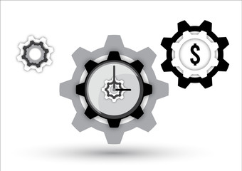 Time management icon. Creative business concept time is money. Dollar, gear, clock. Vector