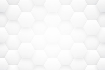 3D Tech Hex White Abstract Background. Scientific Technology Hexagon Grid Pattern Light Conceptual Wallpaper In Ultra High Definition Quality. Three Dimensional Clear Blank Subtle Textured Backdrop
