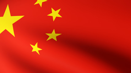 Close up of China flag video waving in wind. Flagbackground