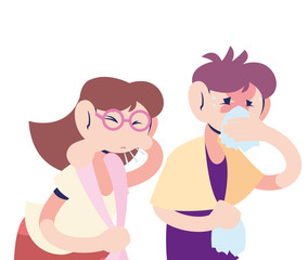 couple young with virus symptoms