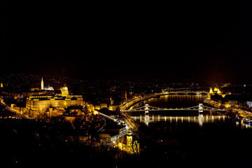 Fototapeta na wymiar Buda Castle in Budapest illuminated at night