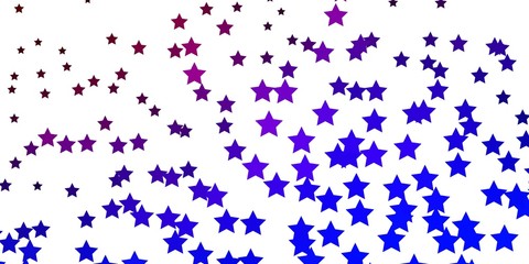 Dark Blue, Red vector background with colorful stars. Blur decorative design in simple style with stars. Theme for cell phones.