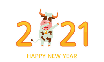 The cheerful character of the bull is a symbol of the new 2021
