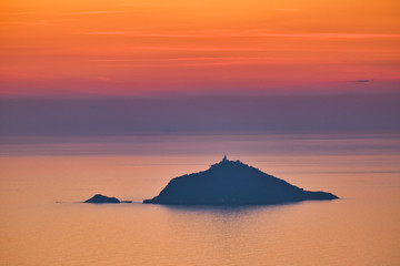 Panorama on the islands of Tino and Tinetto in the gulf of La Spezia Liguria Italy
