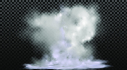 White vector cloudiness ,fog or smoke on dark checkered background.Cloudy sky or smog over the city.Vector illustration.